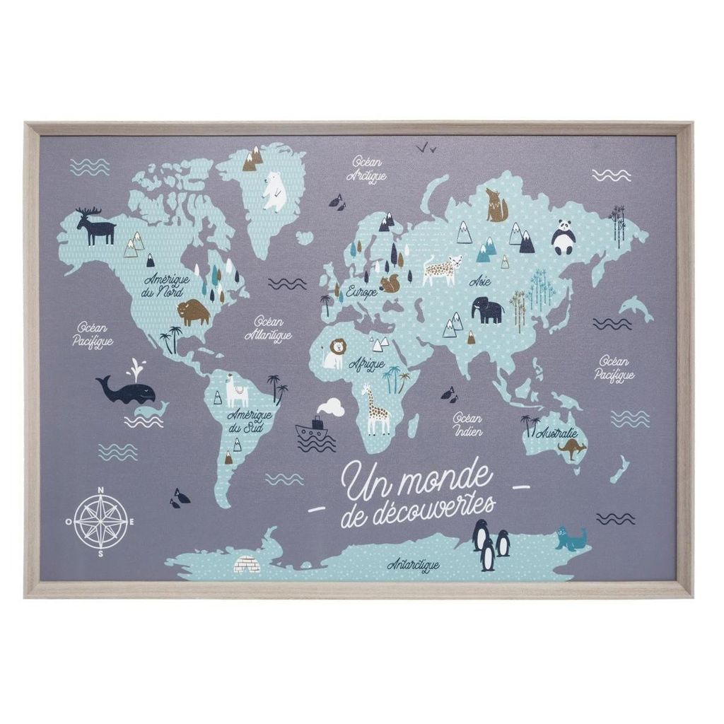 Kindertafel Weltkarte 50x70 cm - Atmosphera créateur d'intérieur