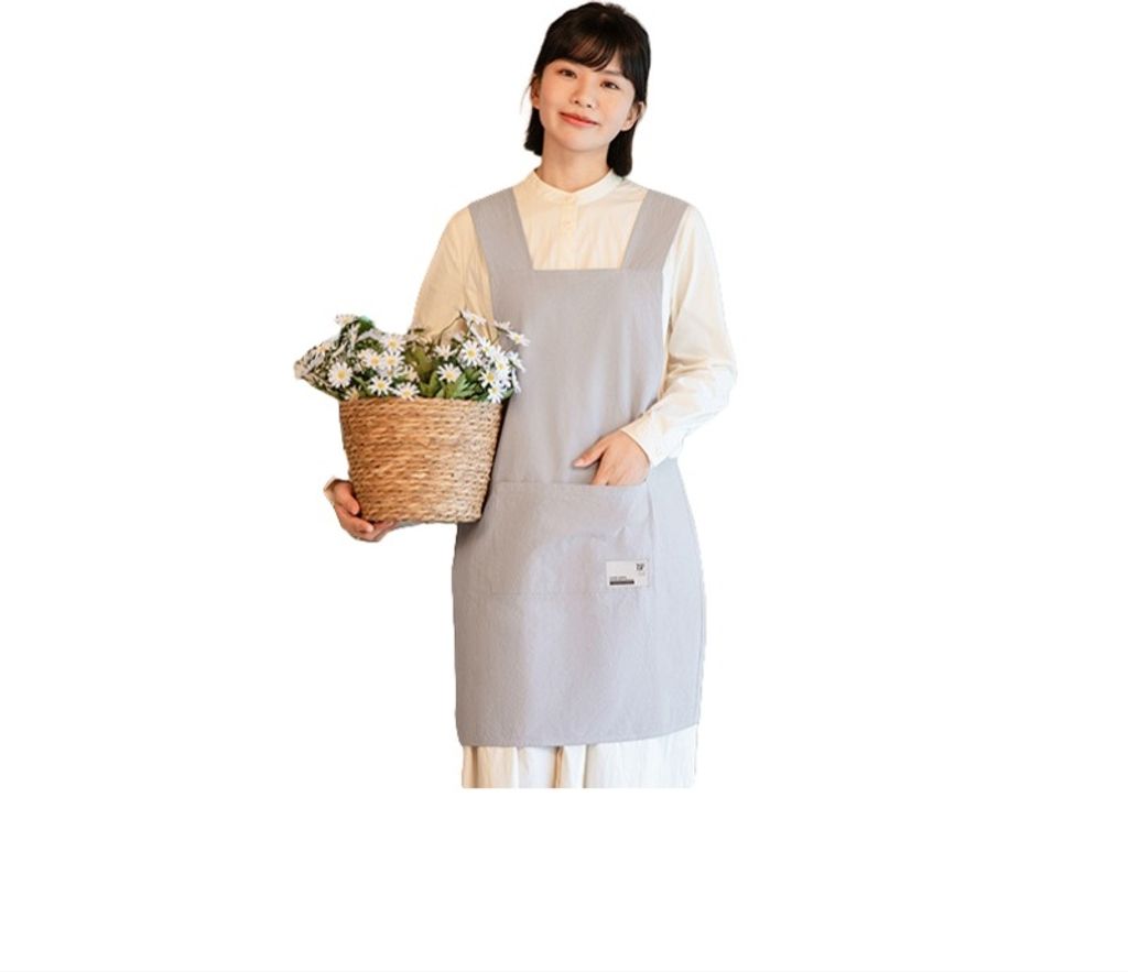 INF Baumwoll-Barista-Schürze mit Taschen - Wasserdichte Café-Schürze für Damen und Herren