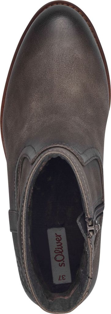s.Oliver Damen Stiefelette rustikaler Boot Reißverschluss Blockabsatz 5-25306-43, Größe:40 EU, Farbe:Grau