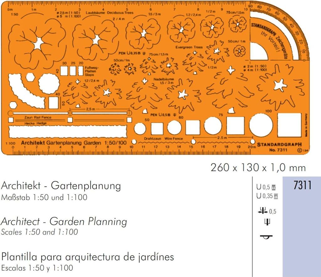 Standardgraph Schablone Architekt-Gartenplanung Maßstab Produktbild 