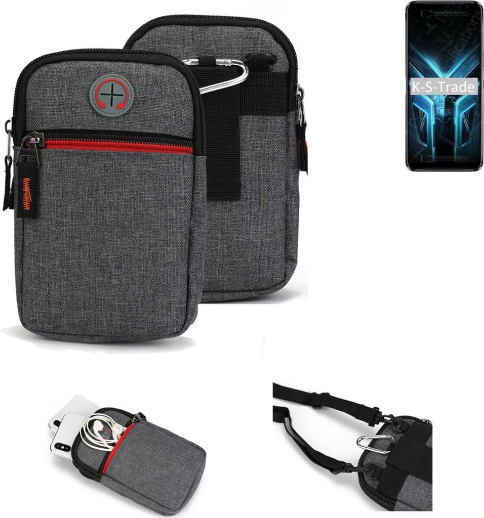 K-S-Trade Holster Gürteltasche kompatibel mit ZTE Blade V2020 5G Handy Tasche Schutz Hülle grau Zusatzfächer 1x