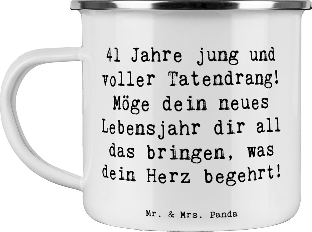 Mr. & Mrs. Panda Teetasse Spruch 41. Geburtstag Tatendrang Produktbild 