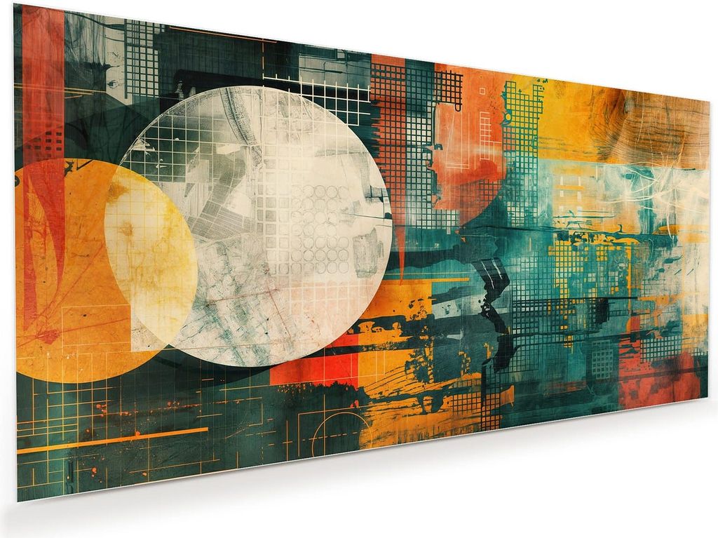 Glasbild 60x30cm in XXL für Wohnzimmer, Schlafzimmer Motiv Abstrakte Geometrie