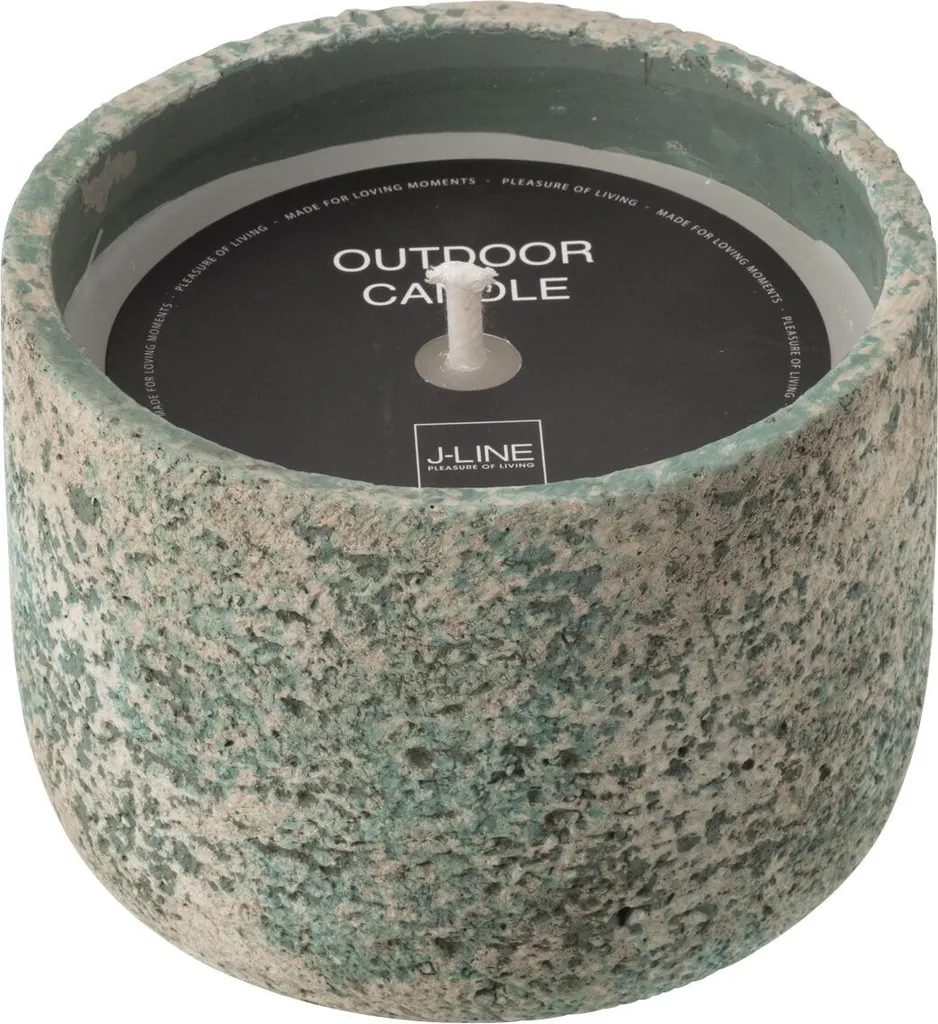 Bougie turquoise extérieure J-Line ronde 16H pour ambiance jardin