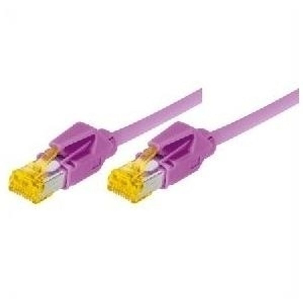 Patchkabel S/FTP, PiMF, Cat 6a, erikaviolett, 0,5 m Für 10 Gigabit/s, halogenfrei, mit Draka-Kabel und Hirosesteckern TM31 (bisherige Bezeichnung ...