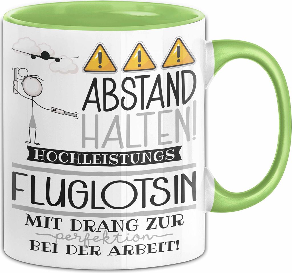 Fluglotsin Tasse Geschenk Lustig Abstand Halten Hochleistungs-Fluglotsin Mit Drang Zur Perfektion Bei Der Arbeit (Grün)