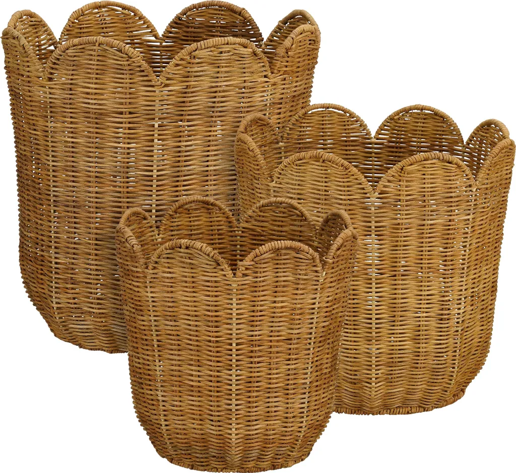 Paniers avec Poignées Marron Lot de 3 pour Salon et Rangement Maison