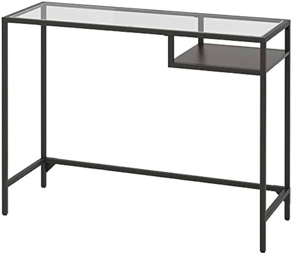 VITTSJÖ Laptoptisch, schwarz aus Metall und Glas, 100x36 cm Produktbild 