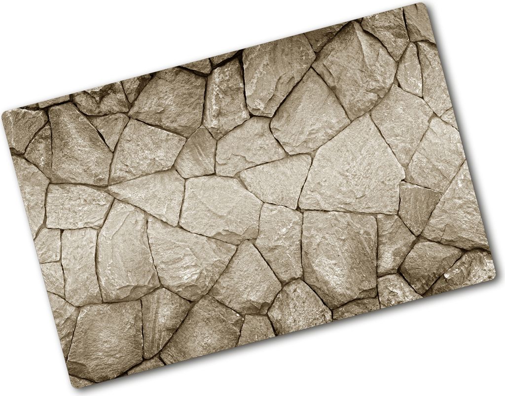 Tulup Glas Herdabdeckplatte - 80x52 cm - Glaskeramikkochfeld-Abdeckung Spritzschutz Glasabdeckplatte - Einteilig - Sonstige - Steinmauer - Beige