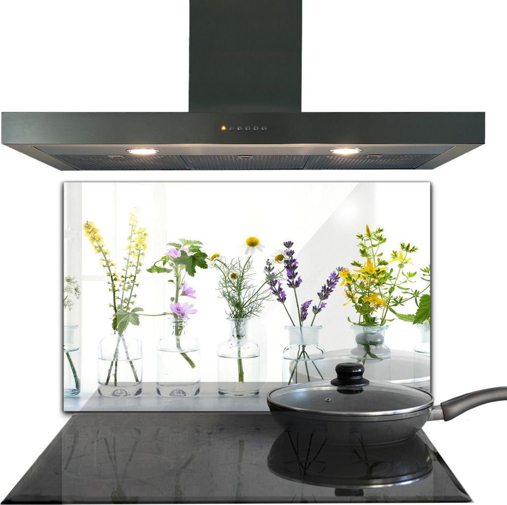 Spritzschutz aus Glas Küchenrückwand - Wandschutz für Herd und Spüle - 100x70 cm - Natürliche Gesundheitskräuter