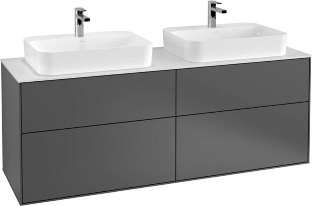 Villeroy & Boch Finion Waschtischunterschrank, für 2 Waschbecken, 1600x603x501mm, Glass White Matt, F43100GK