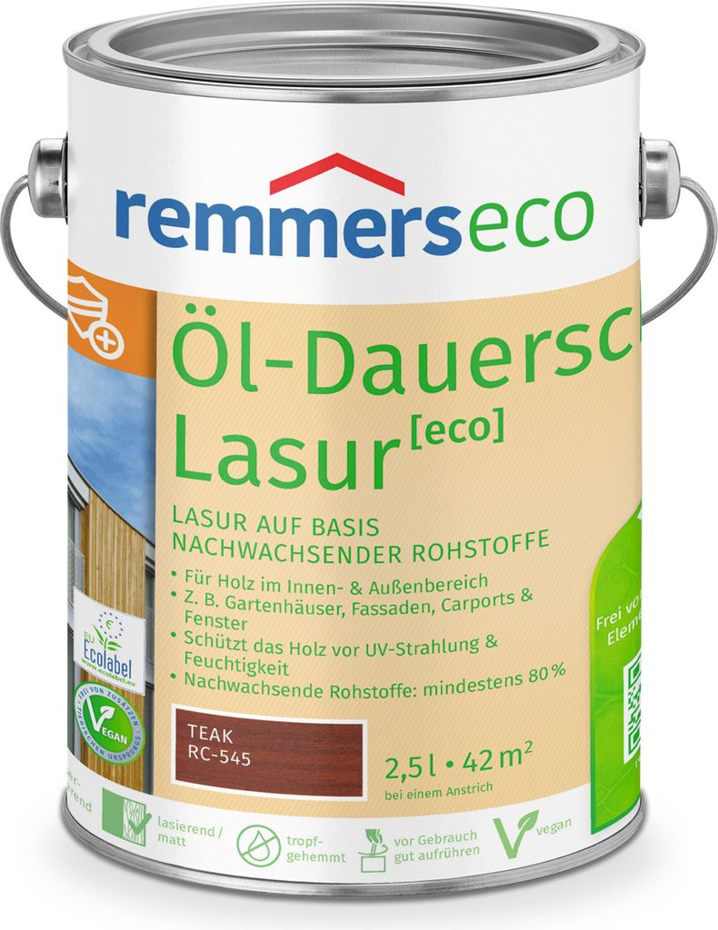 Remmers Öl-Dauerschutz-Lasur [eco] teak (RC-545) 2,5 l, Produktbild 