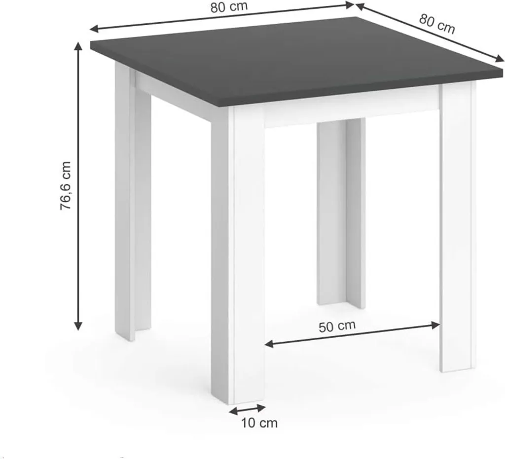 Table de repas anthracite Vicco Karlos 80x80 cm robuste et design mat - 2