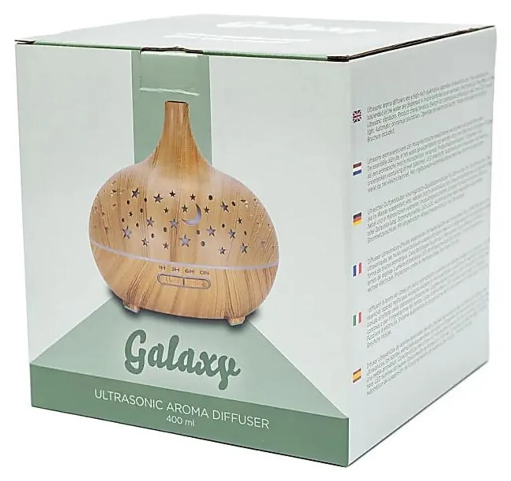 Diffuseur Starlight 400ml rond bois avec mode veilleuse et brume fine