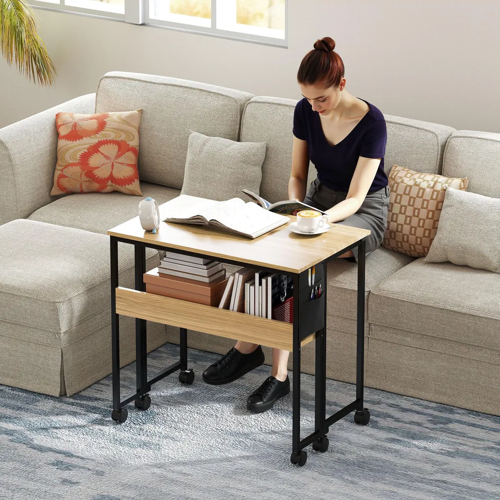 Bureau compact pliable sur roues pour libérer l'espace en un geste - 2