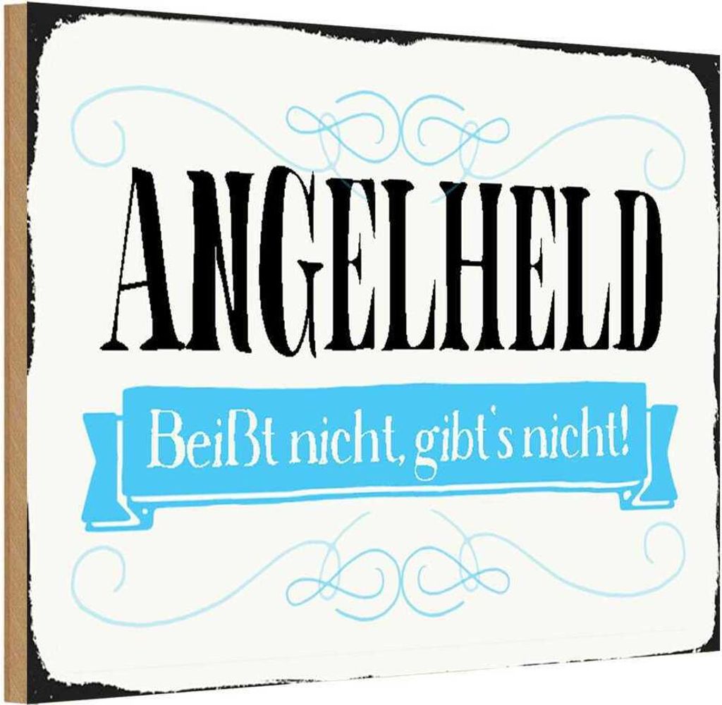 vianmo Holzschild 12x18 cm Angelheld beißt nicht angeln Dekoration