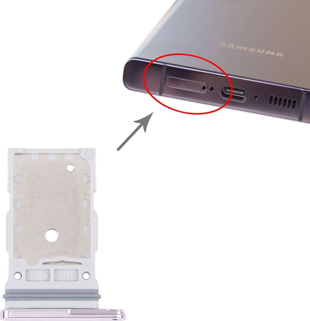Für Samsung Galaxy S23 Ultra SM-S918B Tray Sim Karten Halter Ersatzteil Pink