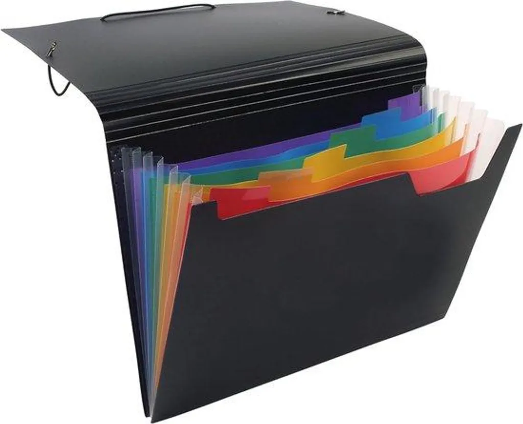 Porte-documents noir A4 pour transport de dossiers, 7 compartiments pro