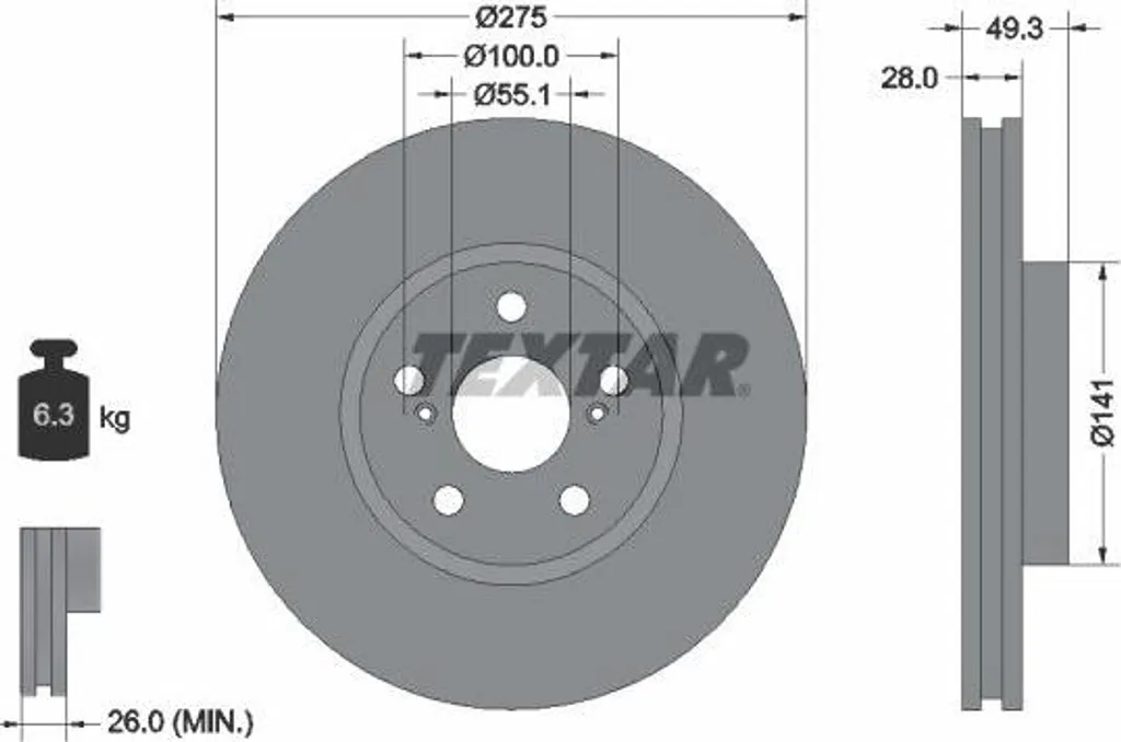 Stop Vibrations au Freinage avec le Disque Textar 92142003 Toyota