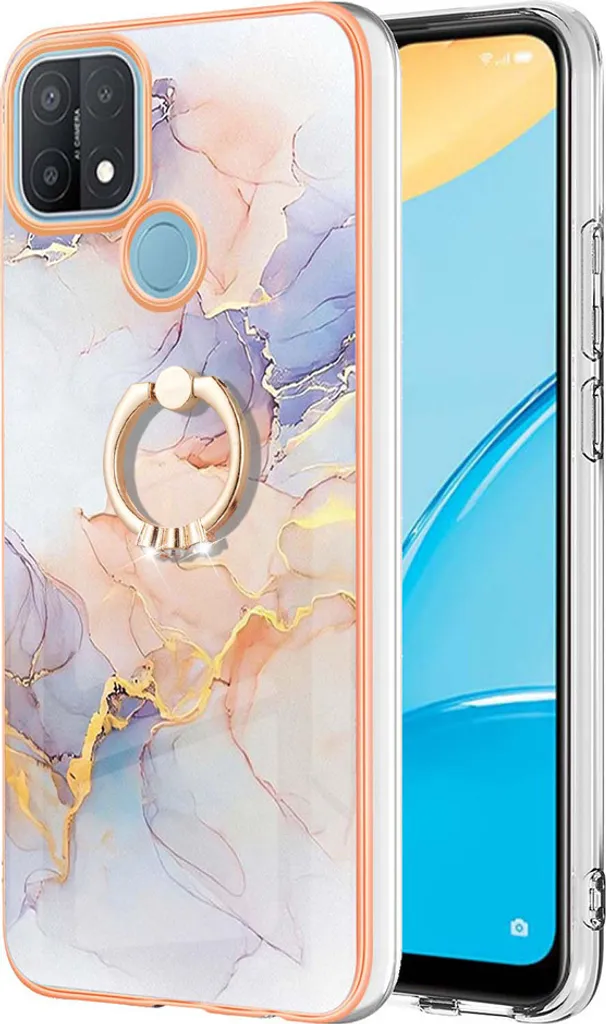 Custodia Elegante Oppo A15 / A15S Grigio Fumo | Silicone TPU con Ring