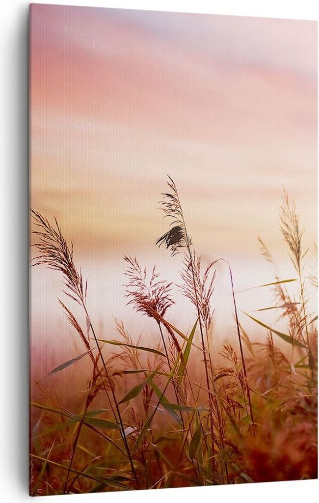 Bild auf Leinwand - Leinwandbild - Einteilig - Wiese Getreide Natur - 80x120cm - Wand Bild - Wanddeko - Wandbilder - Leinwanddruck - Wanddekoration...