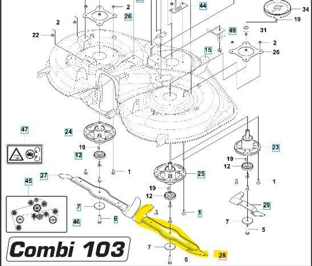 Husqvarna Rider Combi 103 RC300 Husqvarna Traktor Mähmesser 590749420