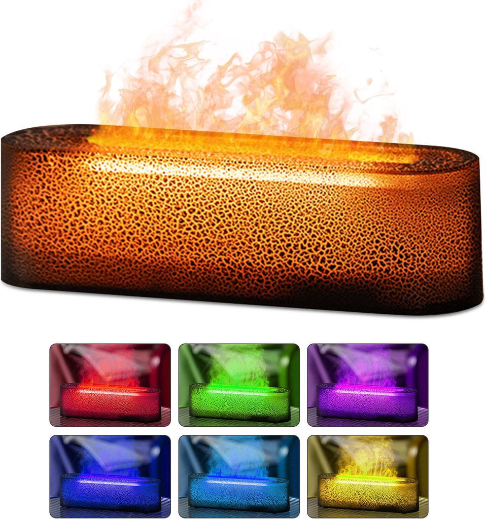 (Schwarz)Luftbefeuchter Diffuser Lava Bunt Flamme Aromatherapiegerät Geplantes Herunterfahren Automatische Abschaltung Air Humidifier für Sch...