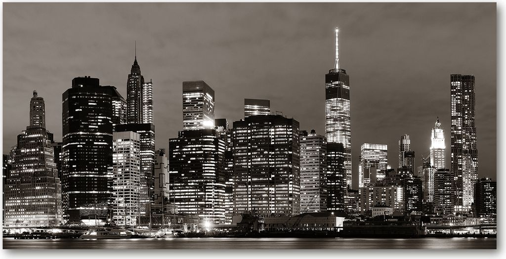 Tulup Glas-Bild -140x70- Wandkunst Dekorative Wand für Küche & Wohnzimmer - Sehenswürdigkeiten & Architektur - Manhattan New York - Schwarzweiß