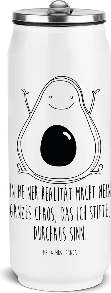 Mr. & Mrs. Panda sport trinkflasche Avocado Glücklich - Weiß - Geschenk, Chaos, Thermoflasche, Edelstahl, outdoor, Frucht, Wasserflasche, Thermos...