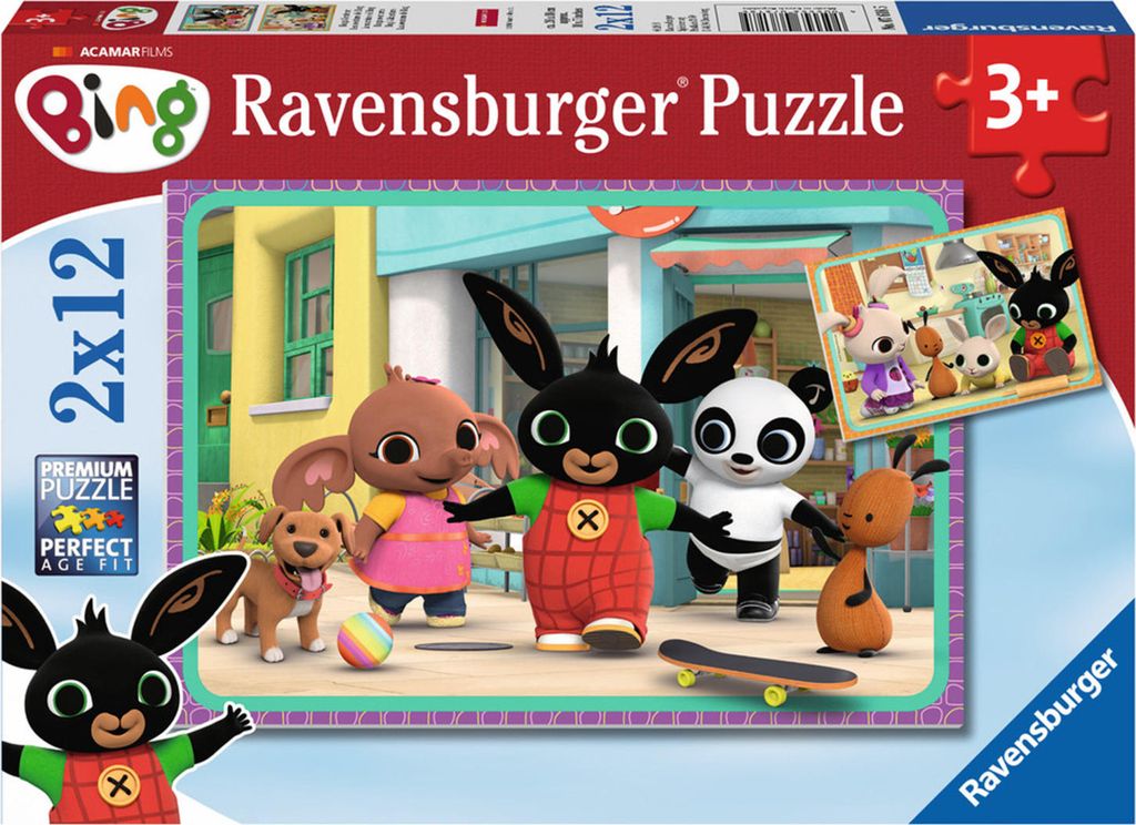 2 x 12 Teile Ravensburger Kinder Puzzle Bing Bings Abenteuer 07618