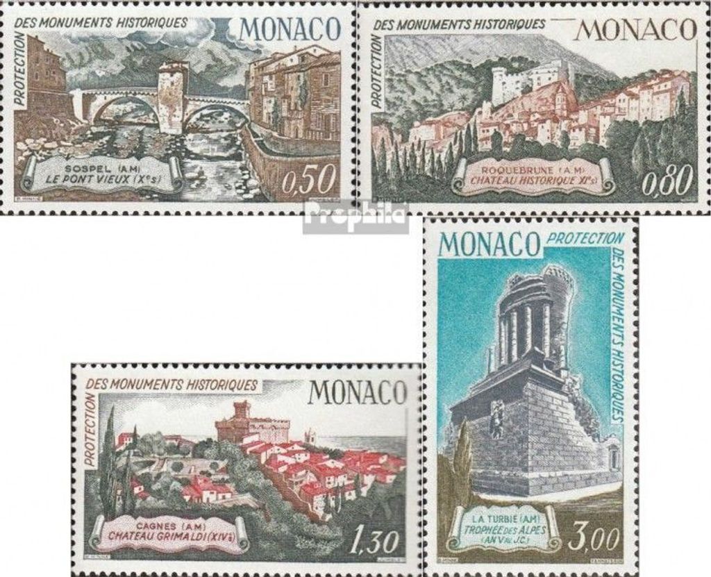 Briefmarken Monaco 1971 Mi 1001-1004 (kompl.Ausg.) postfrisch Historische Bauwerke