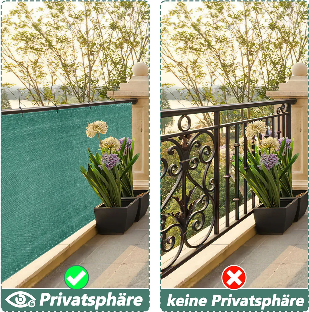 1.5*10m schermo di recinzione ombra rete tennis schermo HDPE 150g/m² recinzione privacy schermo frangivento protezione solare fascette per cavi balcone verde