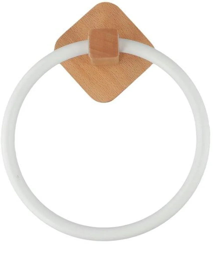 Porte-serviettes mural rond en bois blanc - Support mural design 45cm