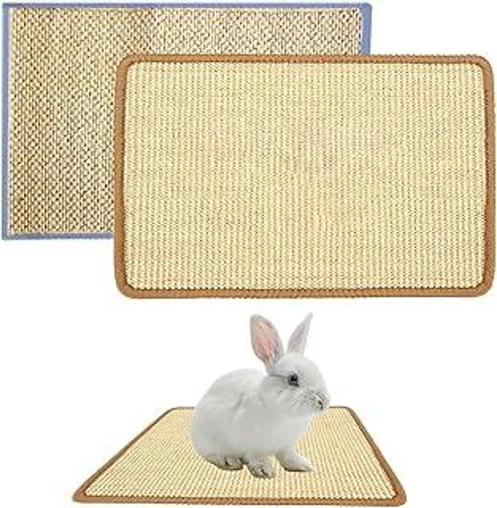2 Tappetini in Sisal per Conigli 30x40cm - Tiragraffi Naturale Beige