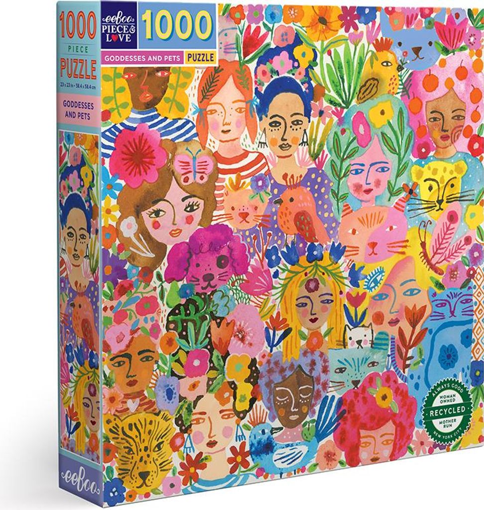 eeBoo Puzzle Goddesses & Pets - 1000 Teile - Tiere Thema