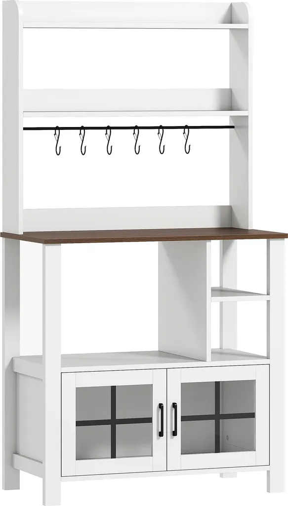 Vaisselier de cuisine haut blanc idéal pour organiser verres et mugs