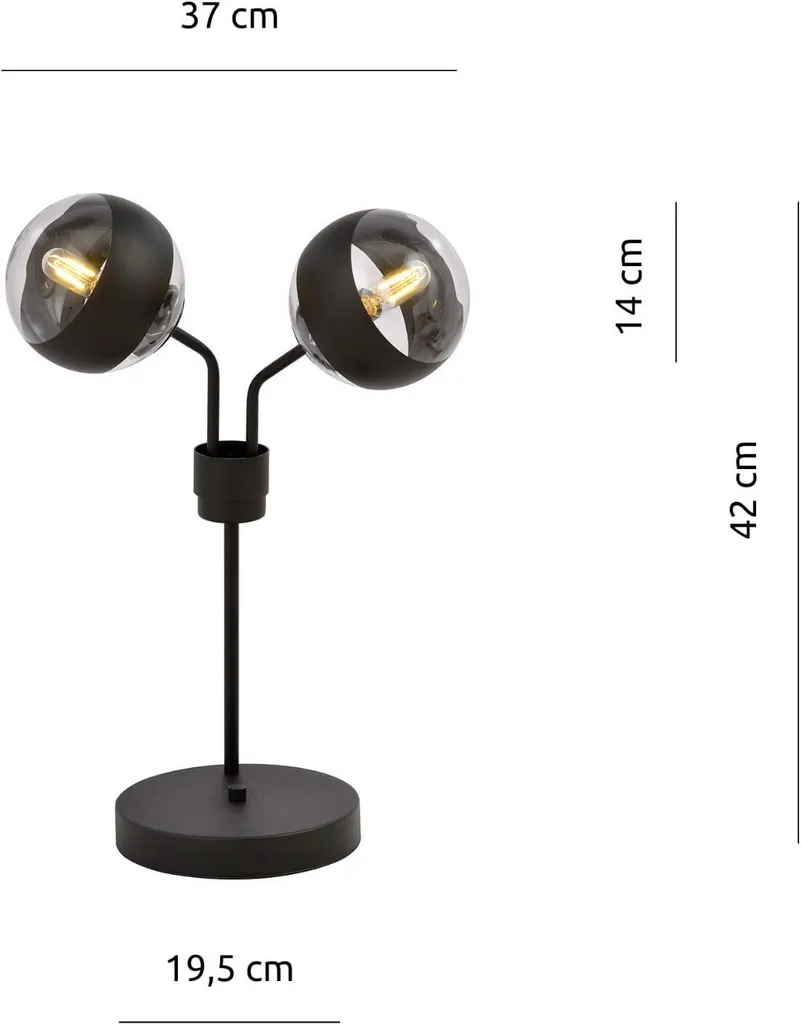 Lampe de chevet à double éclairage E14 NOVA LN2 au design noir élégant