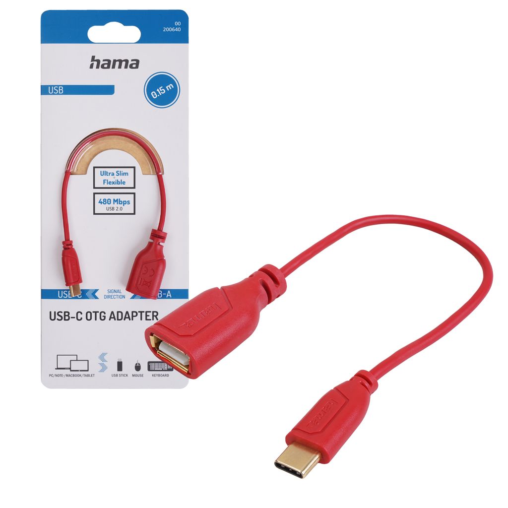 Hama Flexi-Slim, 0,15 m, USB C, USB A, USB 2.0, 0,48 Produktbild 