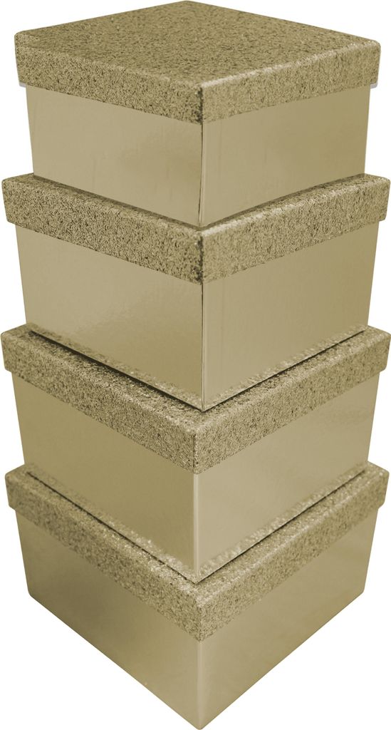Clairefontaine Set, 4 viereckige Geschenkschachteln, Glitzer Gold X-31052-BXC