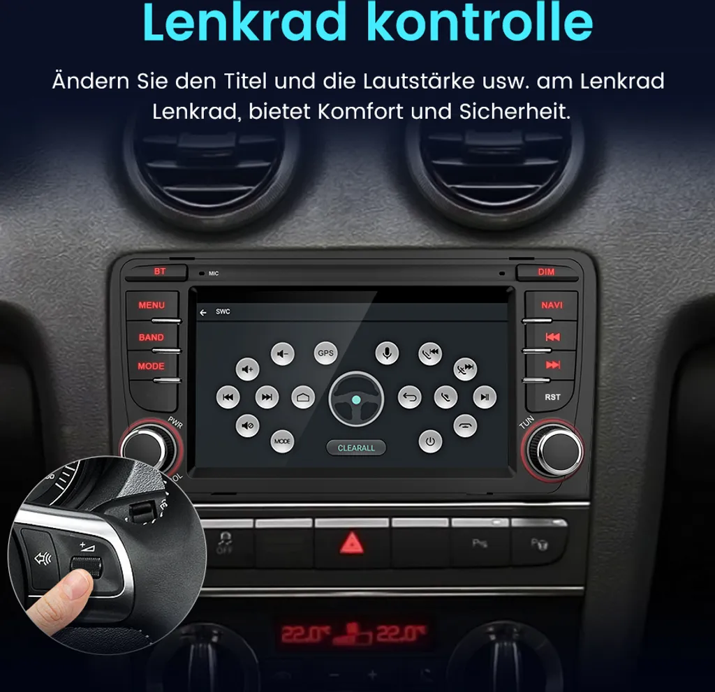 Autoradio Android 13 Audi A3 8P S3 RS3 2003-2012 Wireless CarPlay DAB+ - 9