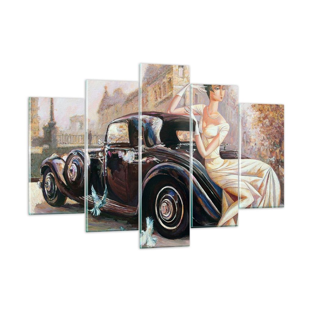 Bilder auf glas - frau retro stil - 150x100cm - Glasbilder - Wandbilder - Kunstdruck - zum Aufhängen bereit - Wanddekoration aus Glas - Glas Bilde...