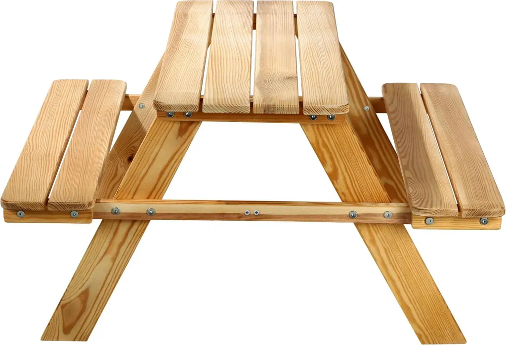 Banc de jardin pour enfants en bois naturel avec table Pinolino Modèle T1