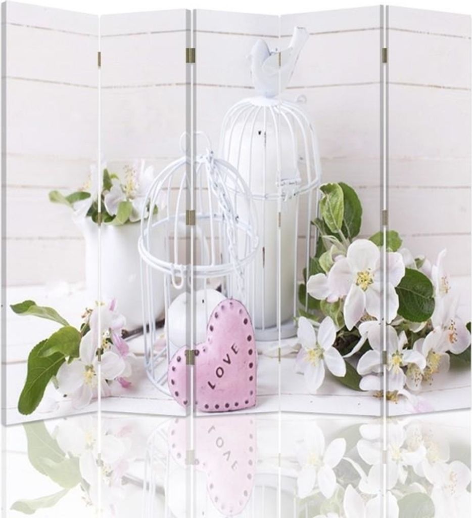 Paravent - Raumteiler Vintage Birdcage - Dekorativer Raumtrenner cm. 180x170 (5 x)