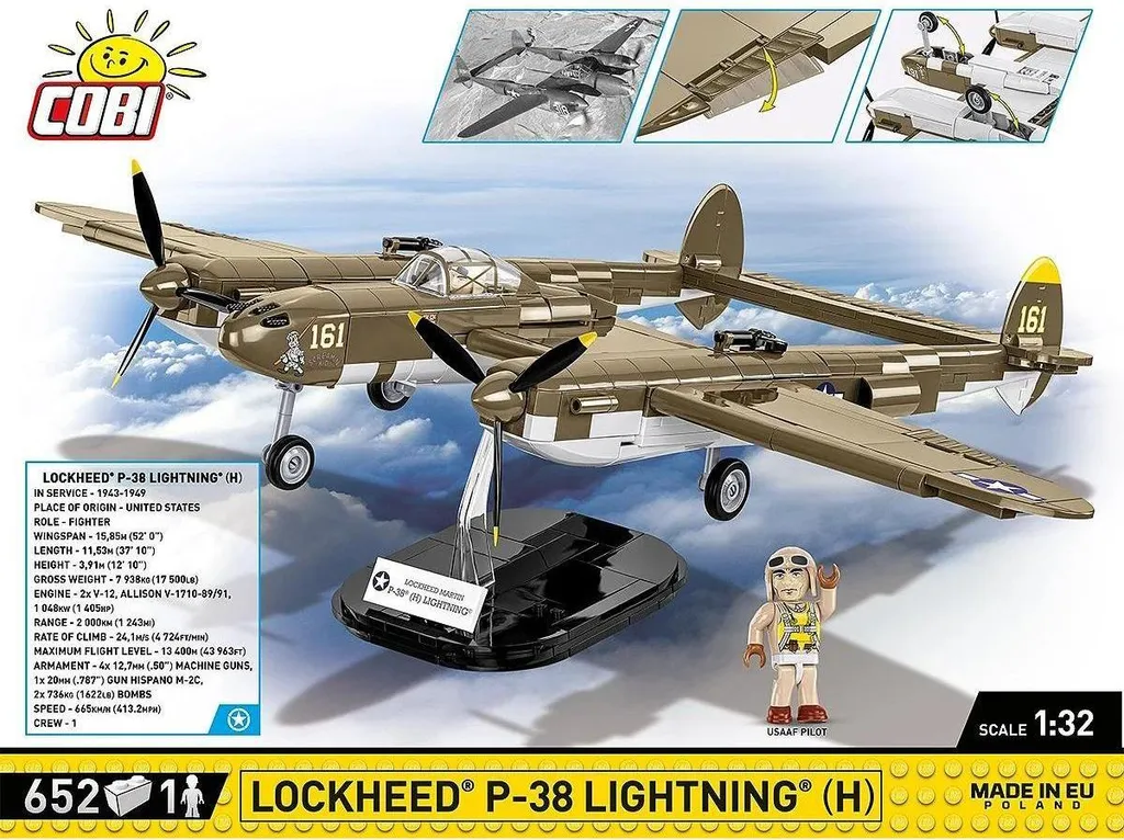 Lockheed P-38H Lightning Cobi 5763 avec décorations imprimées 650 pcs - 4