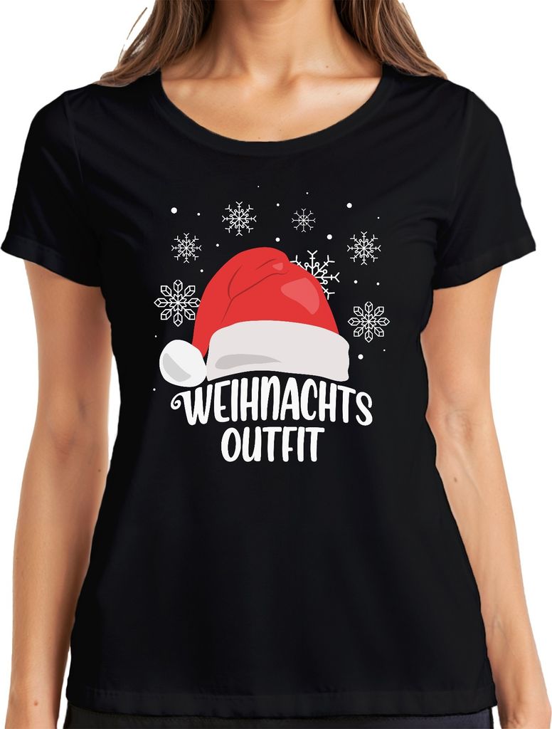 Weihnachtsoutfit Santa Hut - Weihnachten Weihnachtsgeschenk Christmas Damen T-Shirt, Schwarz, M