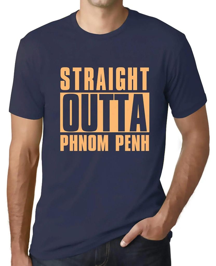 Herren Grafik T-Shirt Direkt aus Phnom Penh – Straight Outta Phnom Penh – Öko-Verantwortlich Vintage Jahrgang Kurzarm Lustige Druck Geburtstag