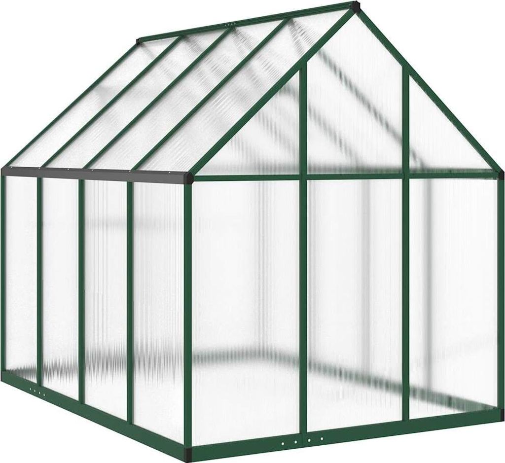 vidaXL Szklarnia z ramą fundamentową zielona 224x169x195 cm Zdjęcie produktu 