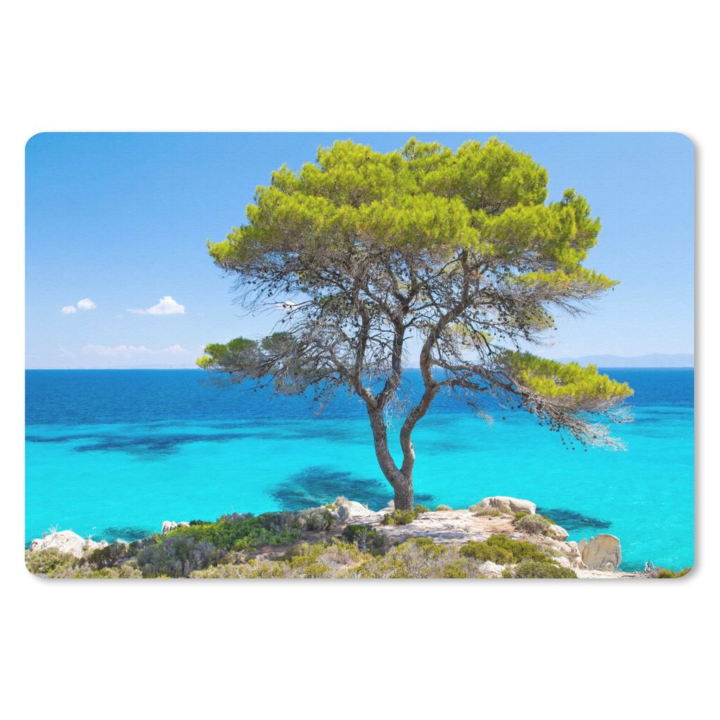 MuchoWow Schreibtischunterlage Baum - Meer - Tropisch - Sommer 60x40 cm - XXL Mauspad - Großes Mauspad
