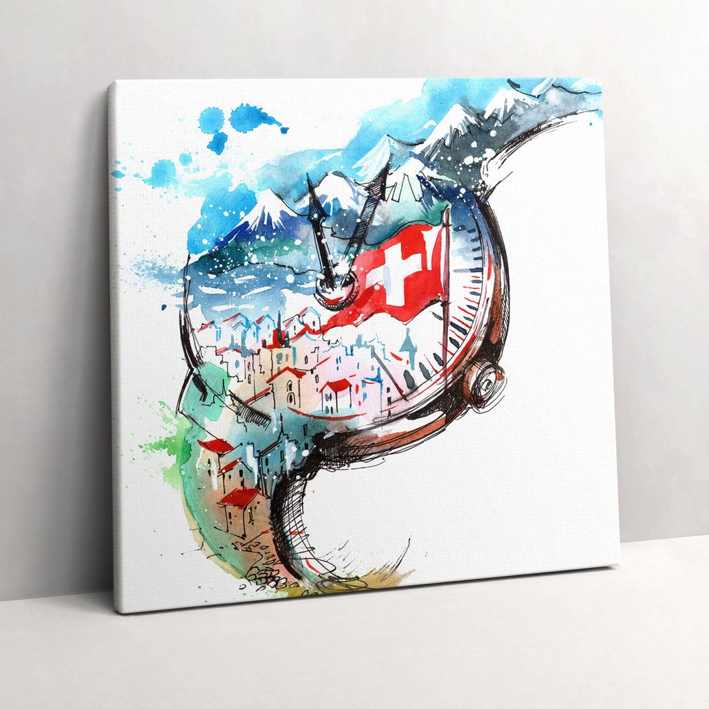 Swiss watch – Leinwandbild Wandbild – 60x60 cm – Leinwandbilder – Wandbilder – Schlafzimmer – Flur