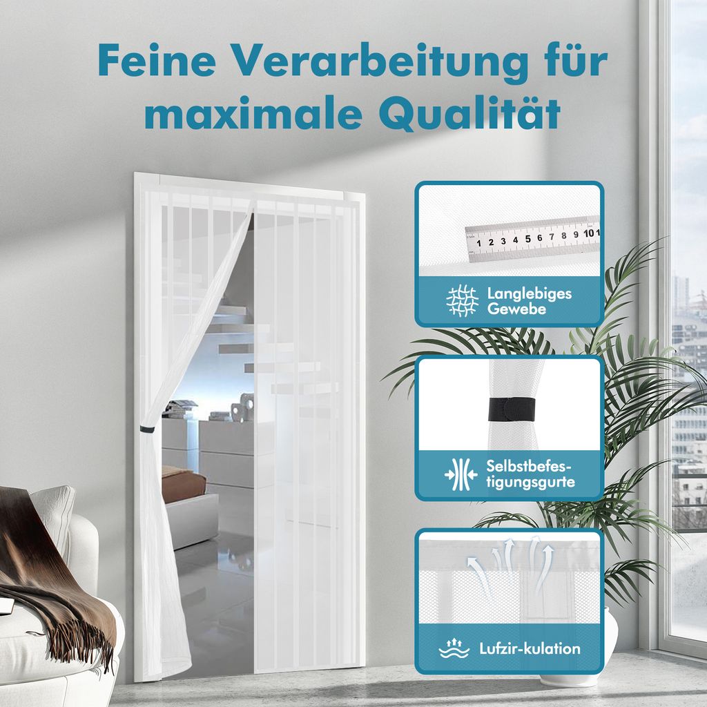 TrendLine Insektenschutz-Tür Mit Magnetverschluss – 100 X 210 Cm, Kürzbar, Ideal Für Terrassen- Und Balkontüren